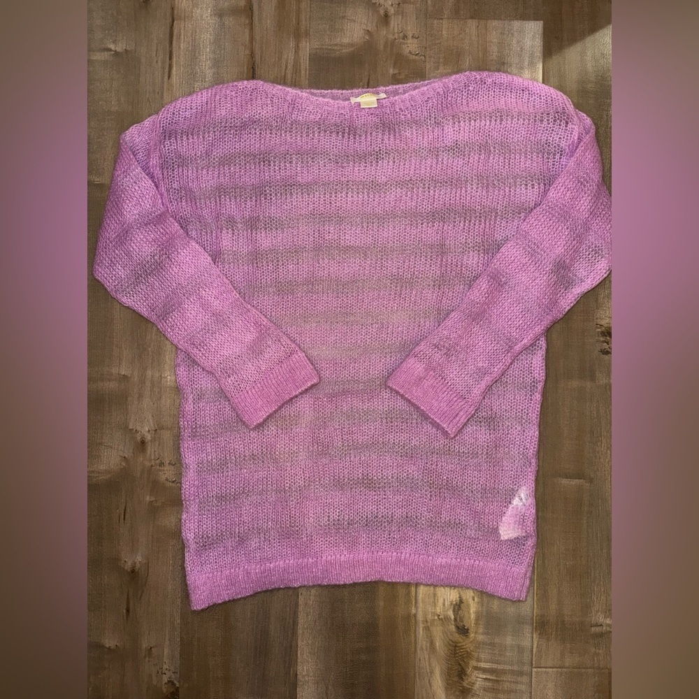 Maueve by Anthropologie Made in Italy Wool Blend Sheer Oversized Sweater Medium